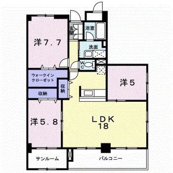 シャトーグラース(3LDK/3階)の間取り写真