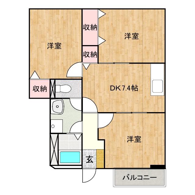 クレール(3DK/1階)の間取り写真
