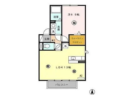 アリオン(1LDK/2階)の間取り写真
