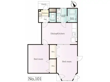 シャンテルIII(2DK/1階)の間取り写真