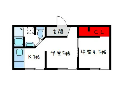 阪口マンション(2K/1階)の間取り写真