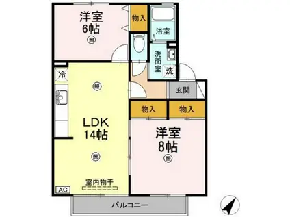 ルミエール倉本(2LDK/1階)の間取り写真