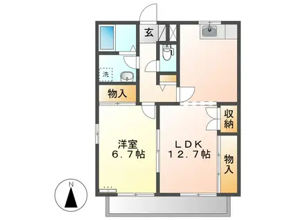 アモロッソSアンドS(1LDK/2階)の間取り写真