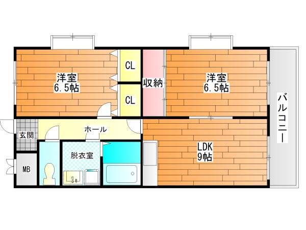 松尾マンション3(2LDK/2階)の間取り写真