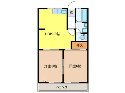 コーポラスN&A A(2LDK/2階)の間取り写真