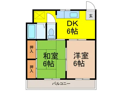 西町ハイツ2(2DK/2階)の間取り写真