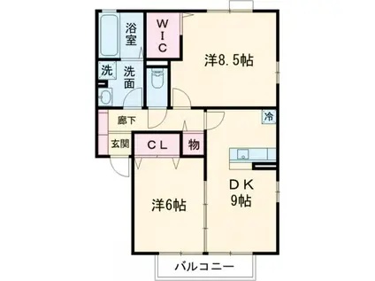 グリーンヴァレーA棟(2DK/2階)の間取り写真