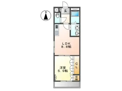 MYガーデン(1LDK/1階)の間取り写真