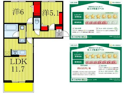 DEAR LIFE(2LDK/2階)の間取り写真