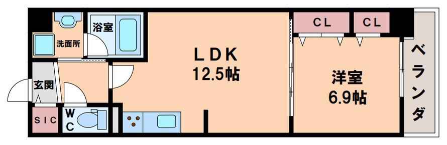 グランセジュール大国町(1LDK/11階)の間取り写真