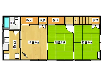 下馬大越アパート2階(3K/2階)の間取り写真