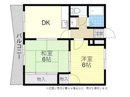 コスモハイツA2(2DK/2階)の間取り写真
