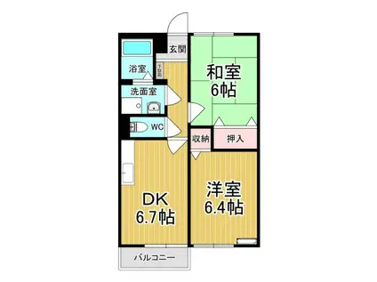 プレミールESTII(2DK/2階)の間取り写真