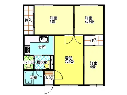 エクセレントII(3LDK/1階)の間取り写真