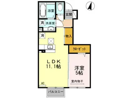 ジュネス・KASE(1LDK/1階)の間取り写真