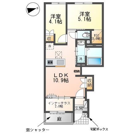 名鉄尾西線 日比野駅(名鉄) 徒歩14分 2階建 築1年(2LDK/1階)の間取り写真