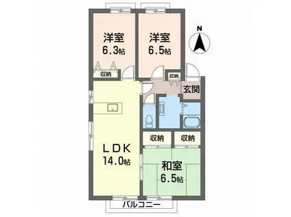 ディアス石井(3LDK/2階)の間取り写真