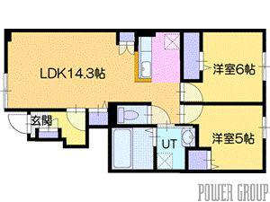 ひまわりV(2LDK/1階)の間取り写真