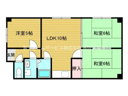 サンハイツマルミ(3LDK/3階)の間取り写真