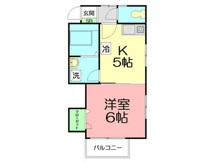 JR東海道本線 茅ケ崎駅 徒歩8分 2階建 築24年(1K/2階)の間取り写真