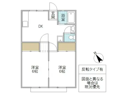学園つくばハイツ(2DK/2階)の間取り写真