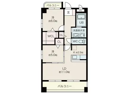 サンファミリア(2LDK/2階)の間取り写真