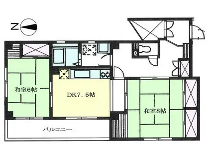 パークヒルズ大泉(2DK/1階)の間取り写真