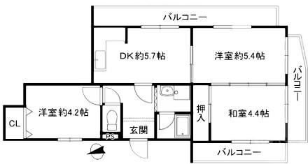青葉丘ハイツ(3DK/2階)の間取り写真