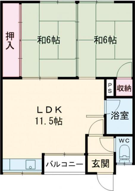 ハイツ近藤(2LDK/2階)の間取り写真