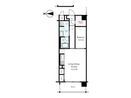 アクアプレイス四天王寺(1LDK/7階)の間取り写真