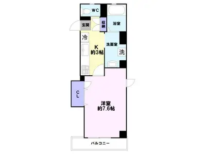 グランフォート常深(1K/1階)の間取り写真