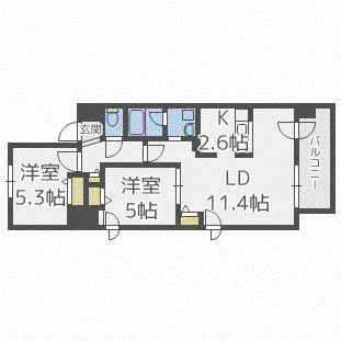 AMABILIS(2LDK/4階)の間取り写真