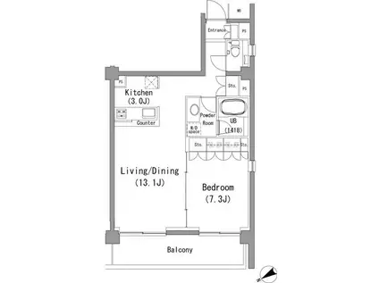 PERCH南青山(1LDK/3階)の間取り写真