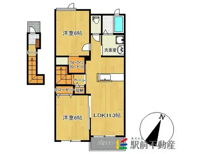 サニーローズI(2LDK/2階)の間取り写真