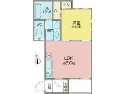 アンソレイエSAKAE(1LDK/3階)の間取り写真