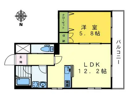 KMZコート(1LDK/2階)の間取り写真