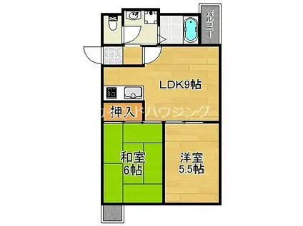 アクシスコート住之江(2DK/4階)の間取り写真