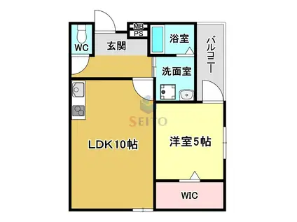 フジパレス庄内西町II番館(1LDK/2階)の間取り写真