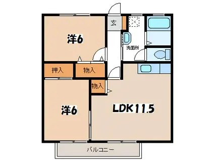 エル・ピソ(2LDK/1階)の間取り写真