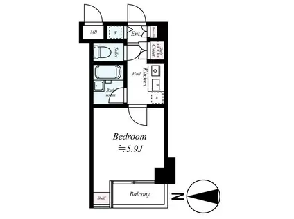 ティアラ目白アベニュー(1K/2階)の間取り写真