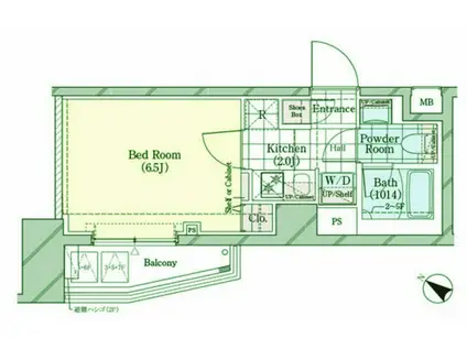 シェル品川戸越(1K/2階)の間取り写真
