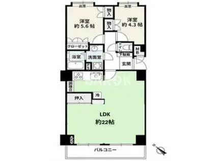 ピア高宮(2LDK/8階)の間取り写真