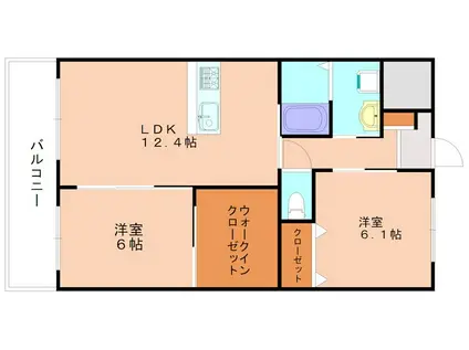シルヴィオ日蒔野(2LDK/3階)の間取り写真