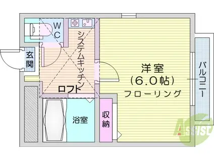 パークハウス中野栄(1K/1階)の間取り写真