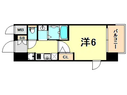 エステムコート三宮イーストIVザ・フロント(1K/13階)の間取り写真