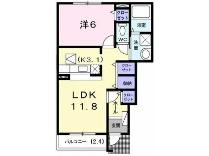 グランデ ストラーダ(1LDK/1階)の間取り写真