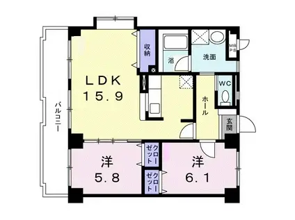 レジデンスSKT(2LDK/6階)の間取り写真