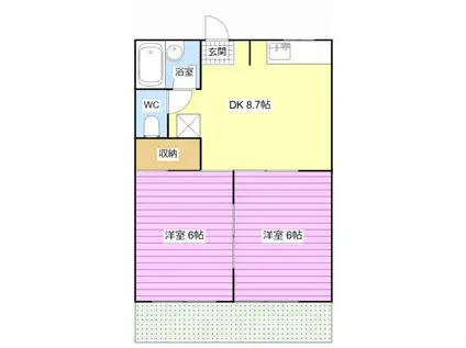 ザ・サナルONE(2DK/1階)の間取り写真