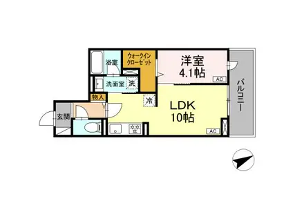 ディーレジデンス稲城(1LDK/2階)の間取り写真