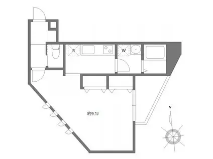 オー・ピュール恋ヶ窪(1K/2階)の間取り写真